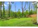 Large, green backyard with manicured lawn and mature trees at 206 Red Bluff St, Summerville, SC 29483