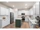Modern kitchen features white cabinets, stainless steel appliances, and an island with seating at 206 Red Bluff St, Summerville, SC 29483