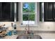 The kitchen features a dual bowl sink below a window looking out into a green space at 210 Grand Palm Ln, Summerville, SC 29485