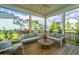 Spacious screened in porch features comfortable seating and views of the neighborhood at 2282 Braided Ln, Mount Pleasant, SC 29466