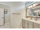 Bathroom features single vanity, towel rack, and marble tiled floor at 317 Fiddleback Dr, Summerville, SC 29486