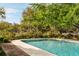 A pristine in-ground swimming pool with brick and tile trim, surrounded by lush landscaping and mature trees at 333 W Confederate Cir, Charleston, SC 29407