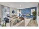 Stylish living room featuring comfortable seating, a modern rug, and a blue accent wall at 4115 Rising Tide Dr, Summerville, SC 29485