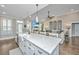 Open-concept kitchen overlooking the living area with a white island, farmhouse sink, and modern pendant lights at 521 Yellow Tower Ter, Charleston, SC 29412