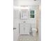 Recently renovated bathroom features new tiling, fixtures, and marble countertop at 523 Bayshore Blvd, Goose Creek, SC 29445