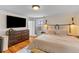 Inviting bedroom with hardwood floors, mounted TV, and cozy decor at 9 Kracke St # A & B, Charleston, SC 29403