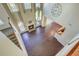 Second story view of the living room featuring hardwood floors, fireplace, and open-concept design at 9609 Portal Ct, Summerville, SC 29485