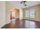 Bright living room featuring hardwood floors and a ceiling fan at 9609 Portal Ct, Summerville, SC 29485