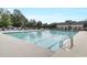 Community swimming pool surrounded by chairs and palm trees for summer relaxation at 9609 Portal Ct, Summerville, SC 29485