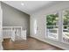 Bright entryway with a modern door, hardwood floors, and a view of the staircase at 105 Brailsford Rd, Summerville, SC 29485
