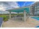 Charming poolside cabana with comfortable seating and a grill, ideal for entertaining and enjoying the outdoors by the pool at 136 Cooper River Dr, Mount Pleasant, SC 29464