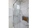 Bathroom with white marble shower and convenient shower seat at 1415 Inland Creek Way, Mount Pleasant, SC 29464
