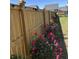 Wood fence with red roses and string lights line the property at 167 Cypress Plantation Rd, Moncks Corner, SC 29461