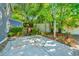 View of back yard featuring wooden privacy fence, landscaping, and concrete parking pad at 2130 Weaver St, Charleston, SC 29403