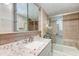 Stylish bathroom with granite countertop, glass shower, and modern fixtures at 2506 Birkenhead Dr, Charleston, SC 29414