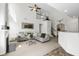 Bright living room boasts a soaring ceiling, modern decor, and a staircase leading to the second floor at 2911 Penobscot Dr, North Charleston, SC 29420