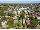 Wide aerial view of a residential area filled with lush greenery and vibrant rooftops at 76 Radcliffe St, Charleston, SC 29403