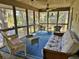 Inviting screened porch with a mix of wicker and cushioned seating at 855 Club Cottage Rd, Edisto Island, SC 29438