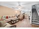 Spacious living room that leads to the kitchen and the stairs at 104 Buchanan Cir, Goose Creek, SC 29445