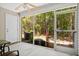 An inviting screened porch with fan and a serene view of wooded backyard at 104 Buchanan Cir, Goose Creek, SC 29445