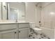 Bright bathroom featuring tile flooring, a vanity with drawers, and a shower-tub combo at 107 Amaranth Ave, Summerville, SC 29483
