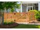 Landscaped backyard with wood fence, leading to a screened porch at 112 Starling St, Summerville, SC 29483