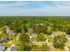 Residential street aerial view, showcasing mature trees, landscaping, and proximity to pond at 119 Alwyn Blvd, Summerville, SC 29485