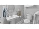 Bright bathroom featuring a pedestal sink, an oval mirror, and modern fixtures at 1324 Maxwell St, North Charleston, SC 29405