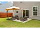 Comfortable patio area with an umbrella, wicker seating, and sliding door access to the house at 153 Caleb Ct, Ladson, SC 29456