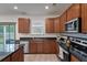 Kitchen with granite countertops, stainless steel appliances, and a sliding door to the patio at 153 Caleb Ct, Ladson, SC 29456