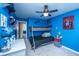 Vibrant blue bedroom with a unique bunk bed and themed decor at 1865 Towne St, Johns Island, SC 29455