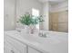 Bright bathroom featuring double sinks, a large mirror and decorative flowers at 1953 Suzanne St, Johns Island, SC 29455