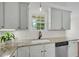 Kitchen features granite countertops, stainless steel appliances, with shaker style cabinets and view to outside at 1953 Suzanne St, Johns Island, SC 29455