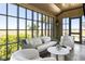 Cozy screened porch featuring comfortable seating and panoramic golf course views at 20 Old Cedar Ln, Kiawah Island, SC 29455
