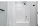 Bathroom featuring a shower and tub with white tile at 200 Bucksley Ln # 302, Charleston, SC 29492