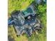 Magnificent aerial view showcasing a private backyard with a large in-ground pool, surrounded by lush greenery and mature trees at 301 Factors Walk, Summerville, SC 29485