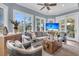 Inviting living room with large windows, stylish furniture, and a cozy atmosphere for comfortable living at 418 Snowy Egret Ln, Kiawah Island, SC 29455