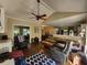 Open-concept living room with cozy seating and view of the dining room at 130 Delaney Cir, Summerville, SC 29485