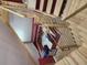 Staircase with wooden railing leading downstairs to where you can see the open space at 130 Delaney Cir, Summerville, SC 29485