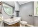 Cozy bathroom with traditional sink, vanity, and round mirror at 14 Newark Ave, Goose Creek, SC 29445