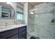 Stylish bathroom featuring a glass-enclosed shower, updated vanity, and modern fixtures at 1417 Pine Island View, Mount Pleasant, SC 29464