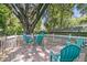 Backyard view of the wooden deck area featuring ample seating under a large shade tree at 1450 E Montague Ave, North Charleston, SC 29405