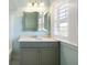 Bathroom with gray vanity, granite countertops and modern lighting fixtures at 1659 Pierce St, Daniel Island, SC 29492