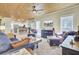 Open-concept living room featuring a wood ceiling connecting to the kitchen area at 2021 Beckton St, North Charleston, SC 29420