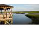 Scenic waterfront gazebo overlooking serene marsh views, perfect for relaxation and enjoying the natural beauty at 2138 Boatwright Rd, Johns Island, SC 29455