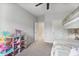 Bright bedroom with gray walls and a bunk bed and a playhouse at 245 Ribbon Rd, Summerville, SC 29483