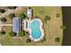 Aerial of the community pool and amenities with surrounding landscaping and walkway at 278 Decatur Dr, Summerville, SC 29483