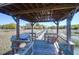 Relaxing dock gazebo with swing seats and fishing amenities, offering scenic waterfront views and natural beauty at 29 Morrison Ave, McClellanville, SC 29458
