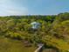 Aerial view showcases a beautiful home surrounded by lush nature near the river and docks at 4386 Park Island Rd, Hollywood, SC 29449