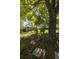 This backyard features a large shade tree, stepping stones, and a charming black fence around the yard at 1516 Village Sq, Mount Pleasant, SC 29464